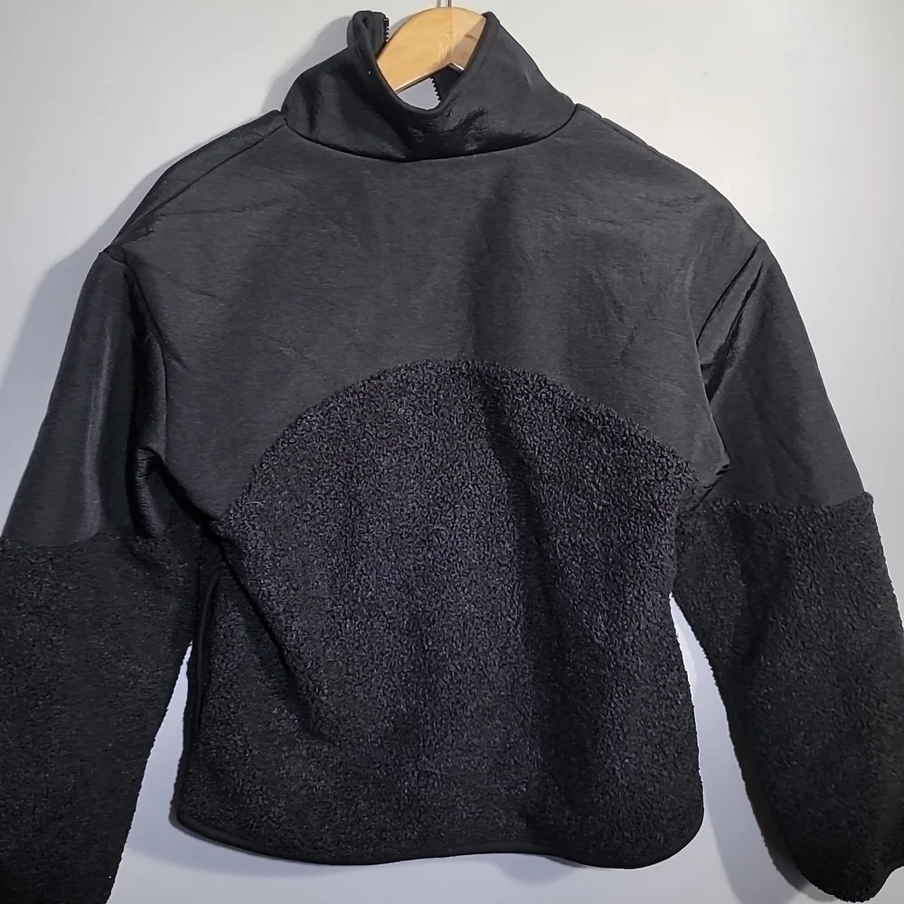 Mta Sport Fleece Sherpa Oversized Cropped Zip-Up Jacket